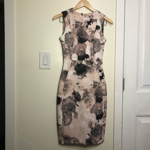 Calvin Klein Floral Scuba Sheath Dress - Picture 1 of 8
